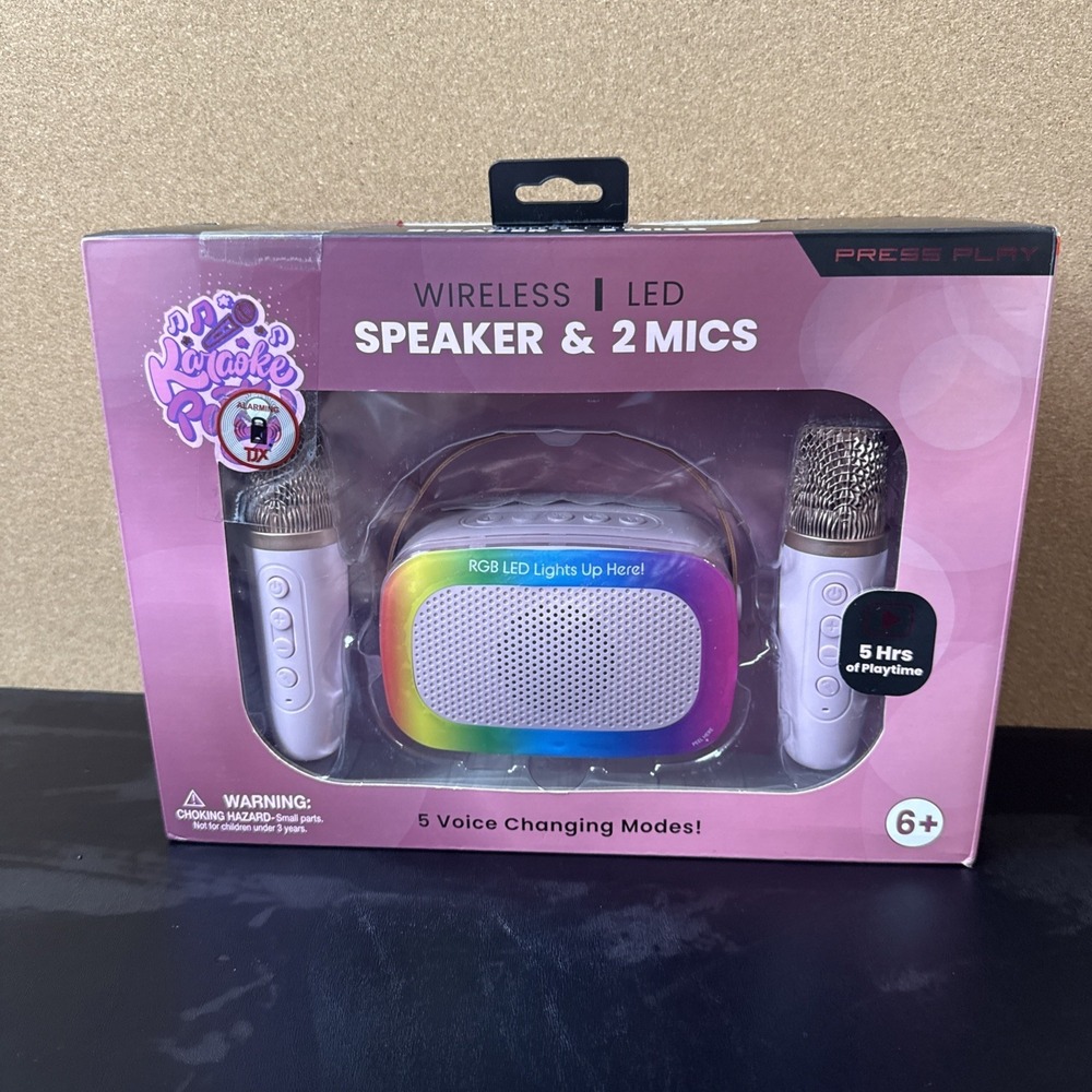 Karaoke Party Wireless LED karaoke Speaker With 2 Mics NIB‎